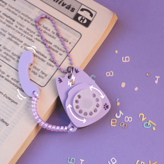 Retró telefon kawaii függő