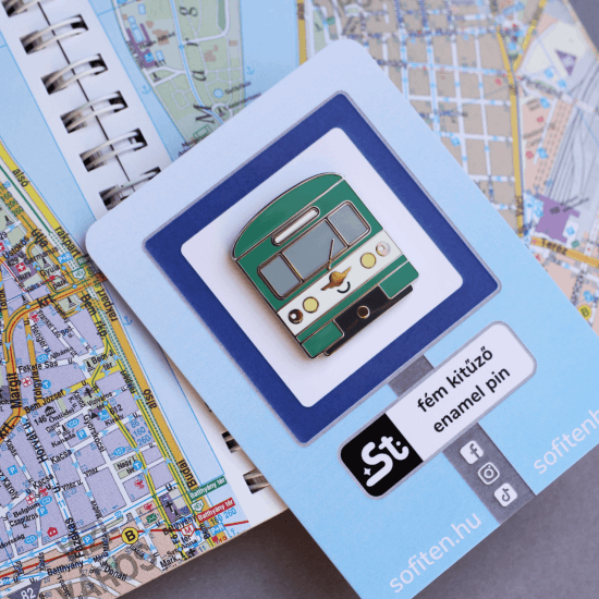 Elővárosi vasút kawaii zománcozott fém kitűző