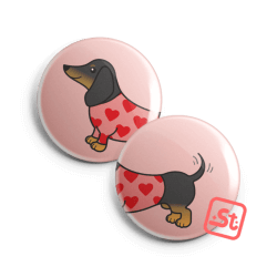 Sweater dachshund kawaii badge set