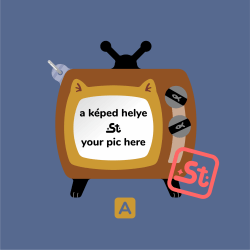 Retró televízió kawaii képkeret függő