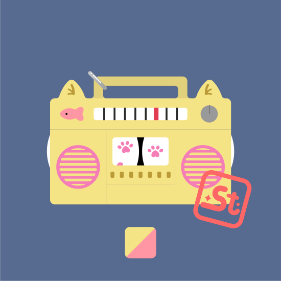 Retró rádió kawaii függő