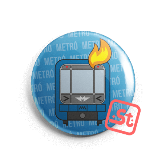 Fiery metro kawaii badge