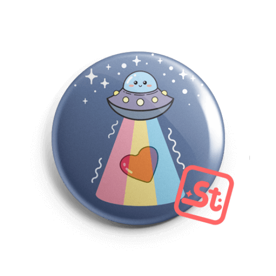 Rainbow alien kawaii badge