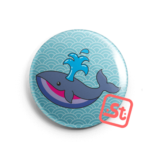 Rainbowhale kawaii badge